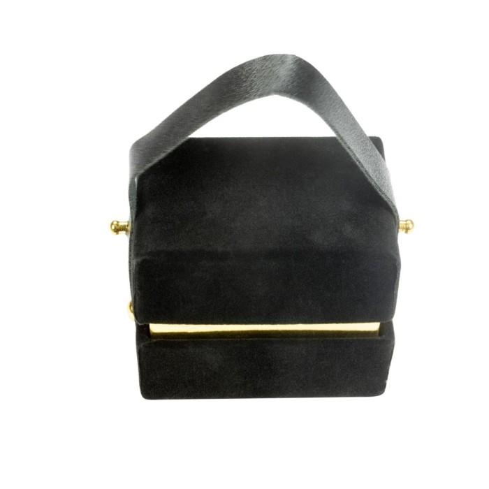 SCATOLA VELLUTO CON MANICO ECOPELLE 5x7x6h NERO